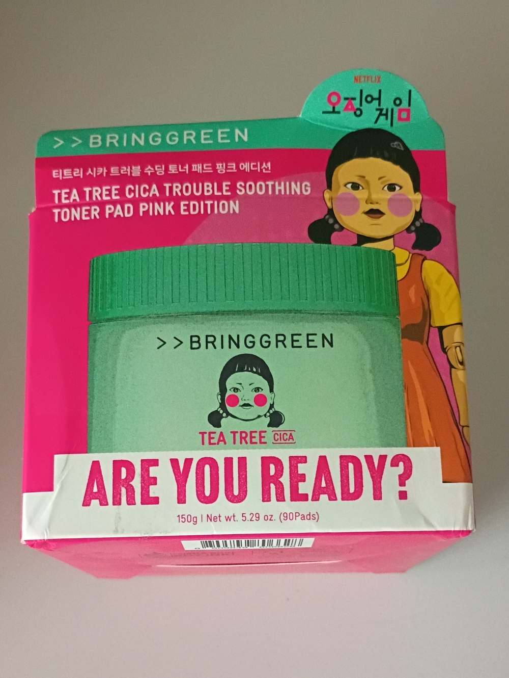 Korean Squid Game Tea Tree Cica Trouble Soothing Toner Pads Pink Edition